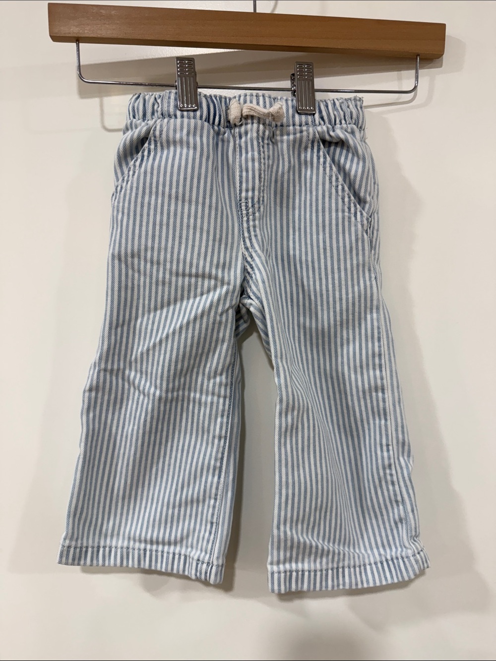 Cat & Jack Striped Light Blue Kids Pull-On Wide Leg Pants 2T